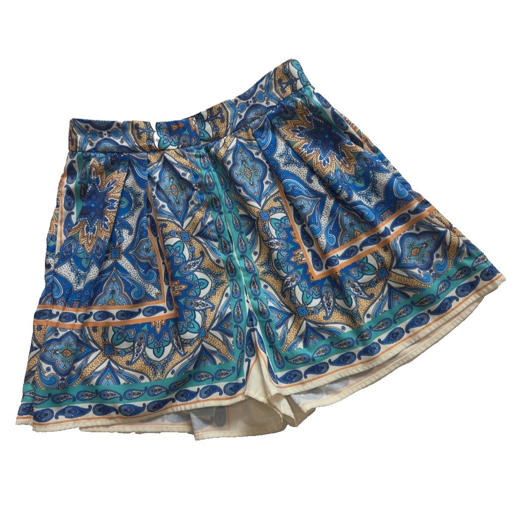 Flying Tomato Blue Turquoise Paisley Mini Skort Shorts Size Medium